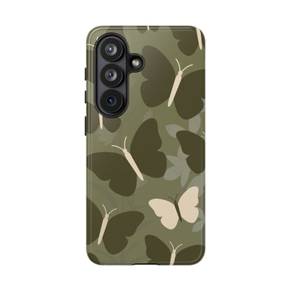 Minimalist Olive Green Butterfly Pattern Phone Case - Green Phone Case - Samsung Galaxy S26 / Glossy