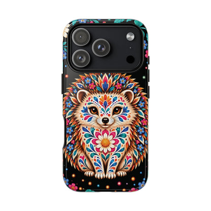 Vibrant Orange and Turquoise Calavera Hedgehog Phone Case - Multicolor Phone Case - iPhone 17 Pro / Glossy