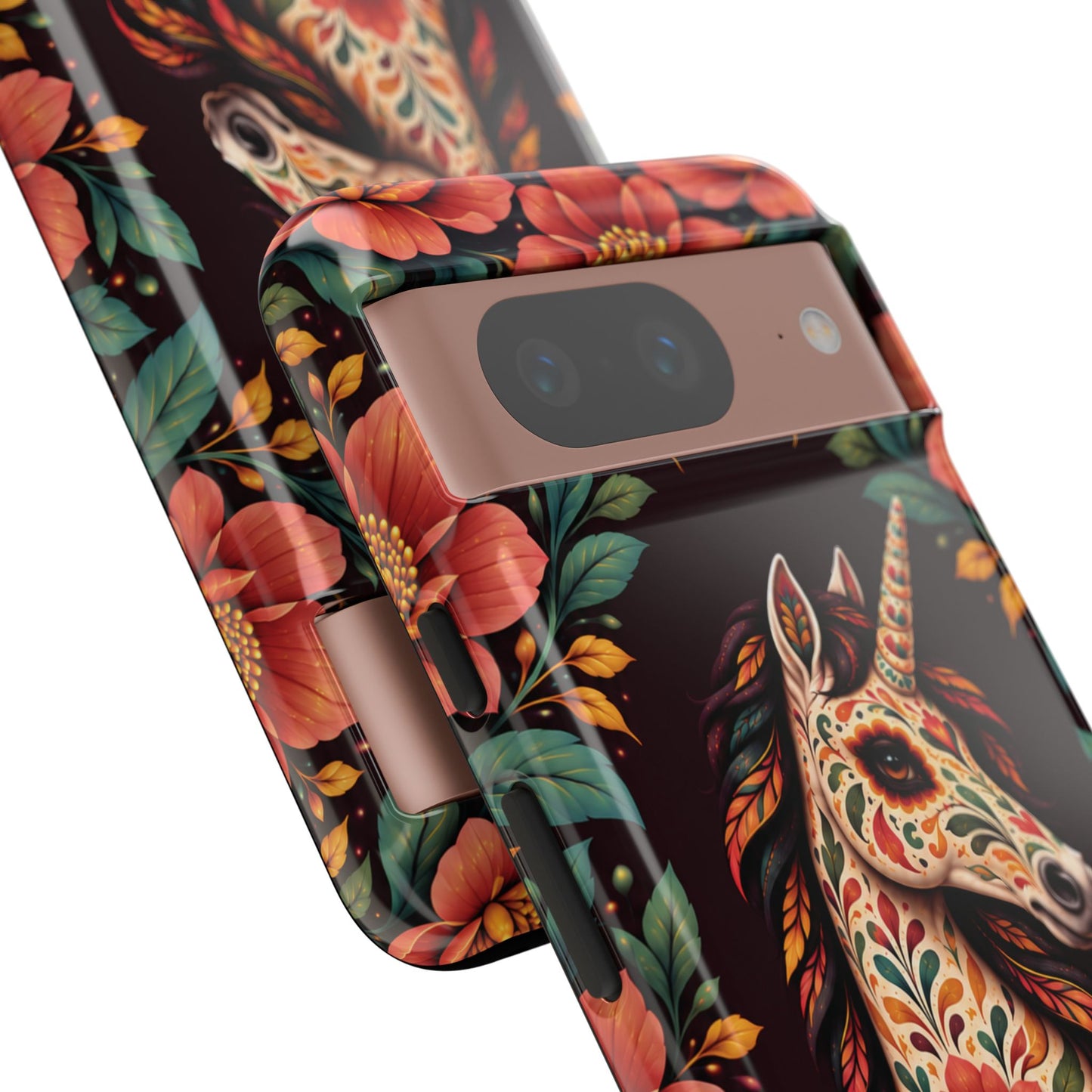 Elegant Terracotta and Teal Calavera Unicorn Phone Case - Phone Case