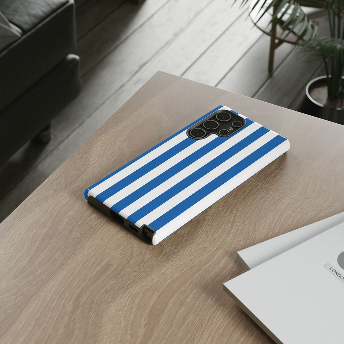 Simple Light Blue & White Stripe Pattern Phone Case - White Phone Case