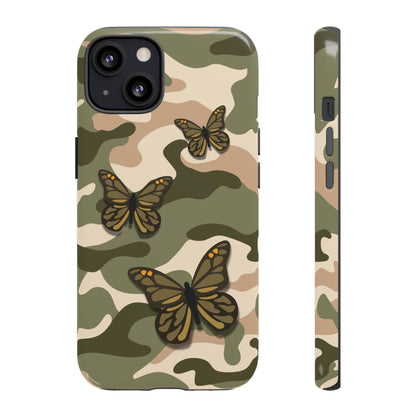 iPhone 13 / Glossy Phone Case - Green Butterfly Camo Phone Case