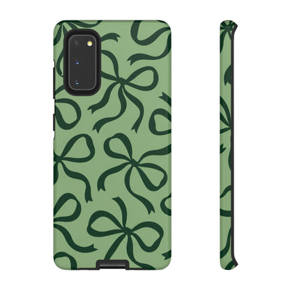 Bold Sage Green and Forest Green Bow Pattern Phone Case