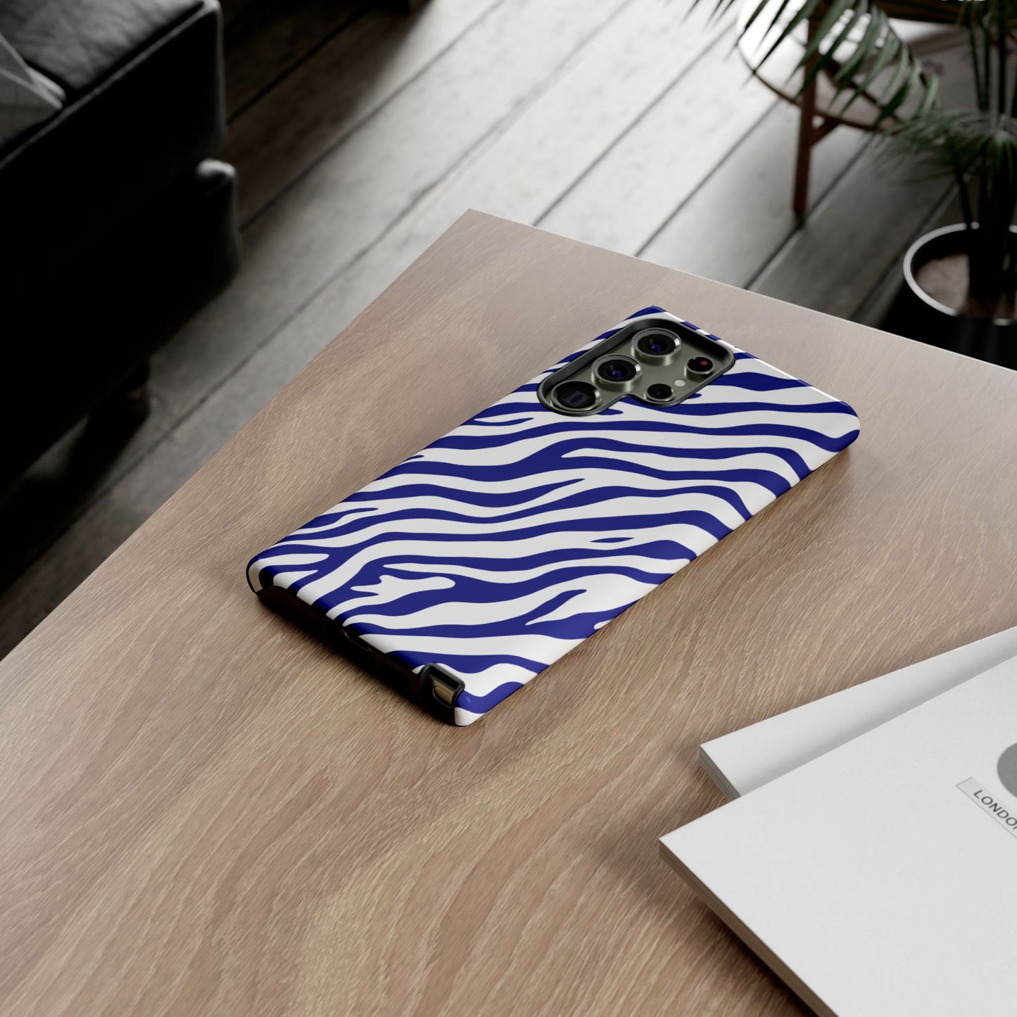 Stylish Electric Blue Zebra Print Phone Case