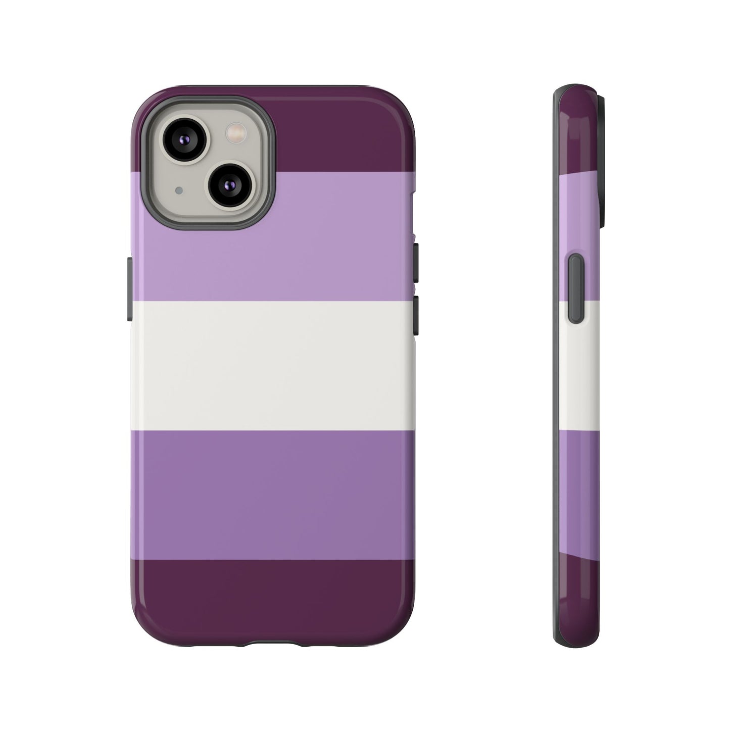 iPhone 14 / Glossy Phone Case - Purple Stripe Pattern Phone Case