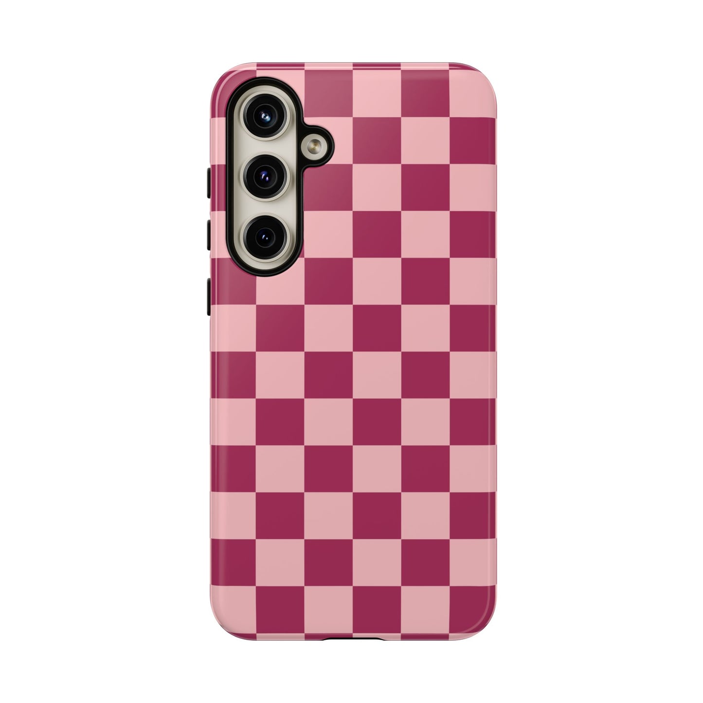 Samsung Galaxy S24 Plus / Glossy Phone Case - ’Pink Checkered Pattern’ Phone Case