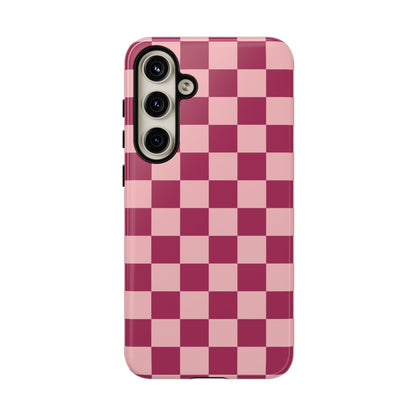 Samsung Galaxy S24 Plus / Glossy Phone Case - ’Pink Checkered Pattern’ Phone Case