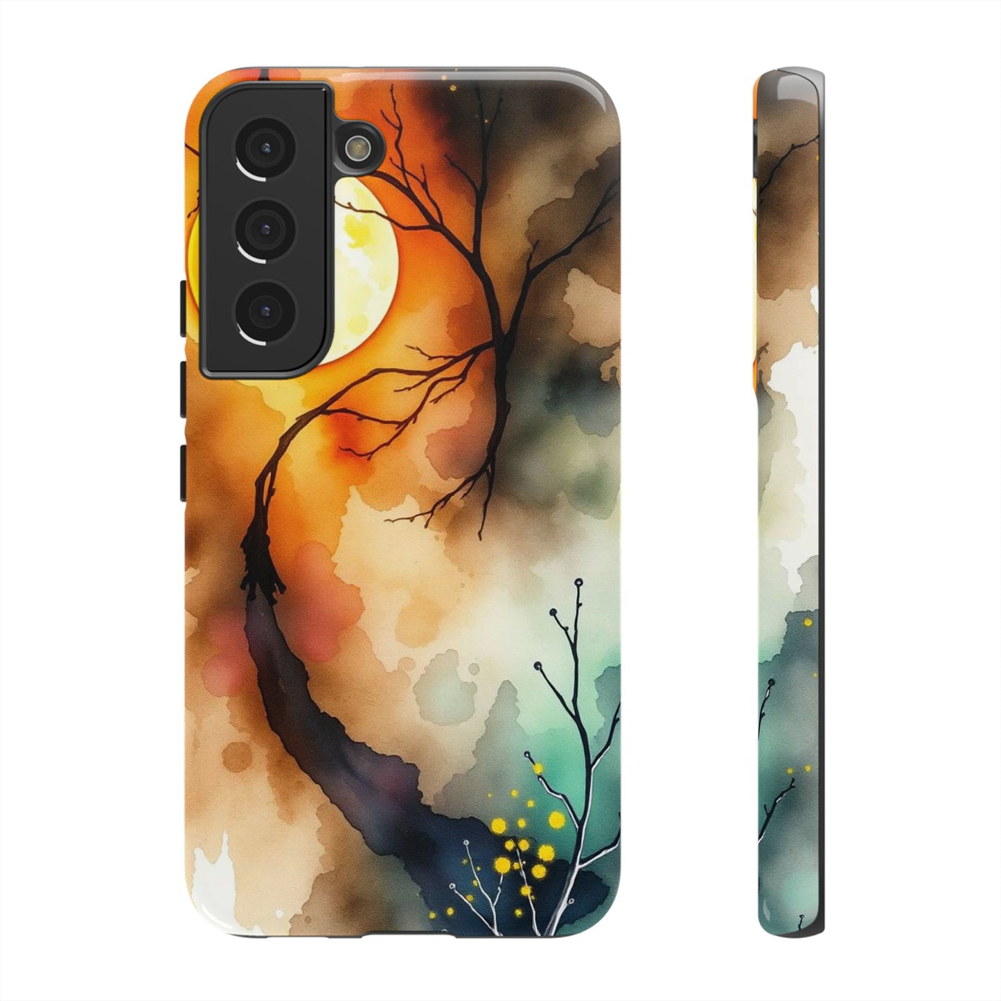 Samsung Galaxy S22 / Glossy Phone Case - Abstract Watercolour Gothic Scene Phone Case