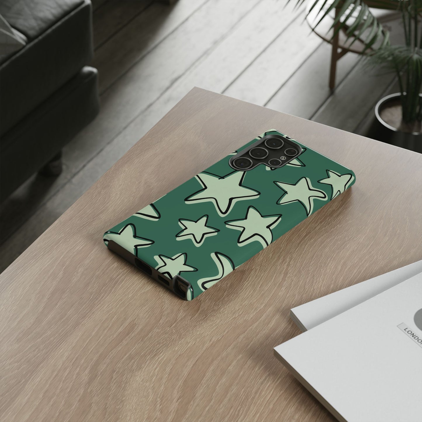 Forest Green Doodle Star Phone Case