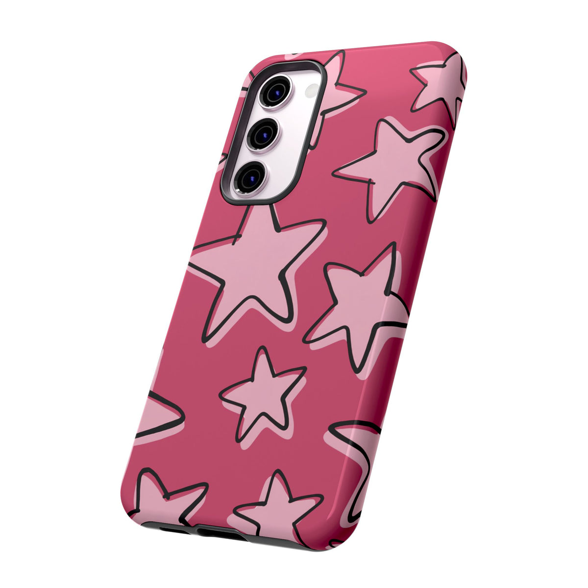 Raspberry Pink Doodle Star Phone Case