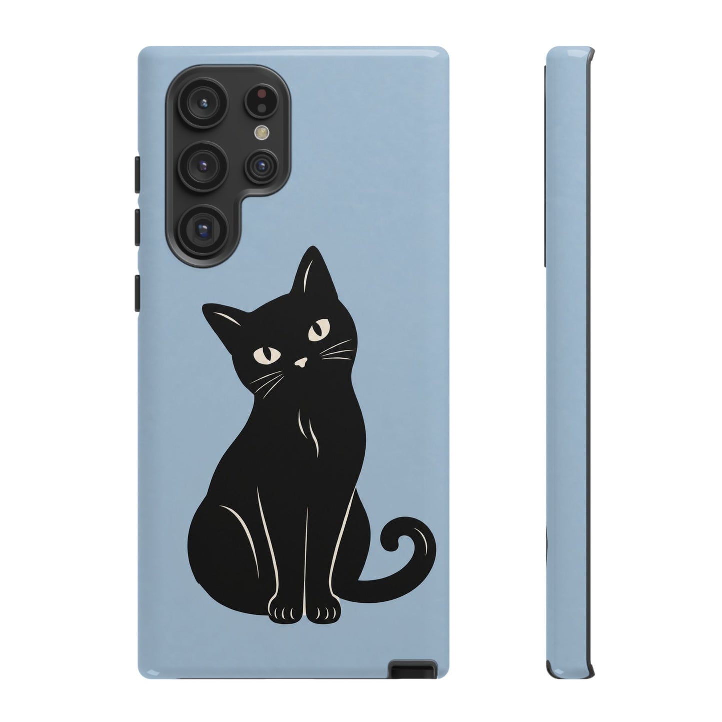 Minimalist Powder Blue & Black Cat Phone Case