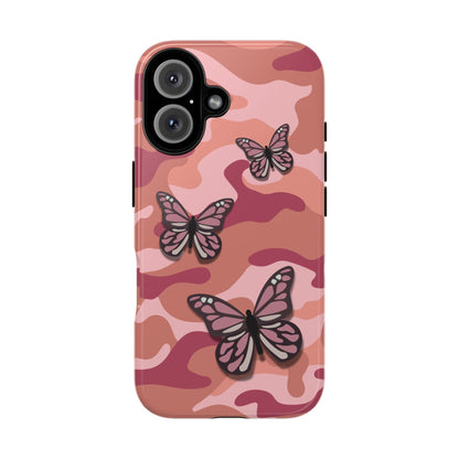 iPhone 16 / Glossy Phone Case - Pink Butterfly Camo Phone Case