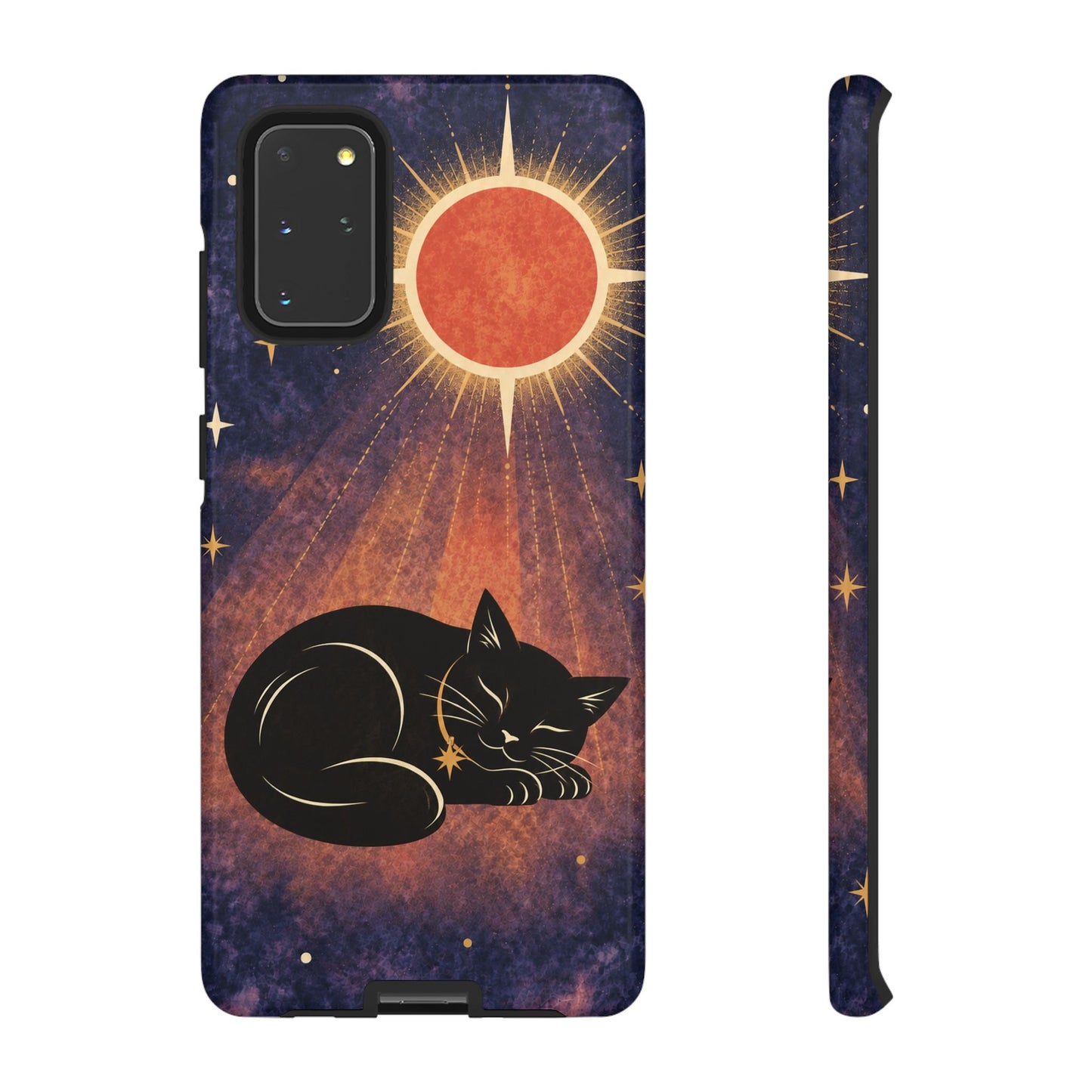 Whimsical Violet Celestial Black Cat Phone Case