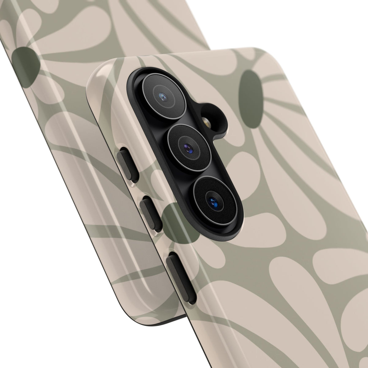 Retro Cream & Green Daisy Pattern Phone Case - White Phone Case