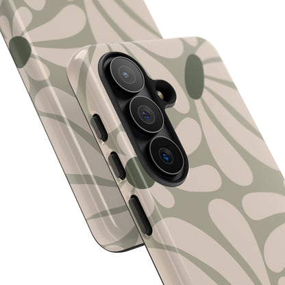 Retro Cream & Green Daisy Pattern Phone Case - White Phone Case