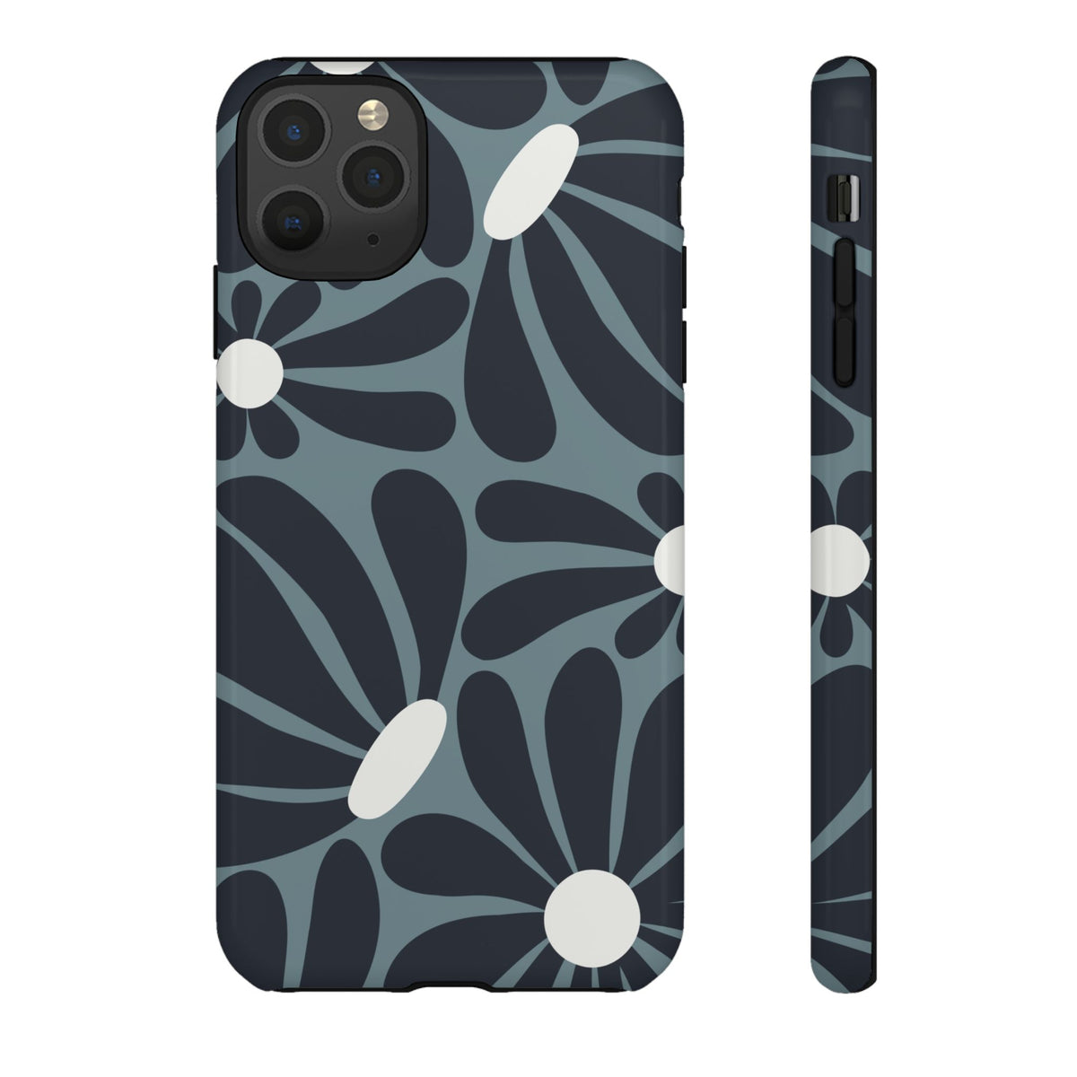 Retro Navy Blue & White Daisy Pattern Phone Case - Blue Phone Case - iPhone 11 Pro Max / Glossy