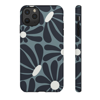 Retro Navy Blue & White Daisy Pattern Phone Case - Blue Phone Case - iPhone 11 Pro Max / Glossy
