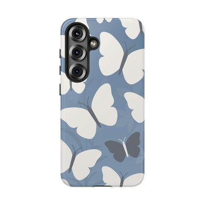 Minimalist Light Blue Butterfly Pattern Phone Case - Blue Phone Case - Samsung Galaxy S25 / Glossy