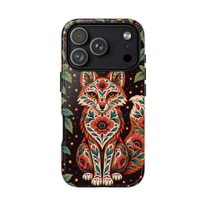 Vibrant Terracotta and Teal Calavera Fox Phone Case - Multicolor Phone Case - iPhone 17 Pro / Glossy