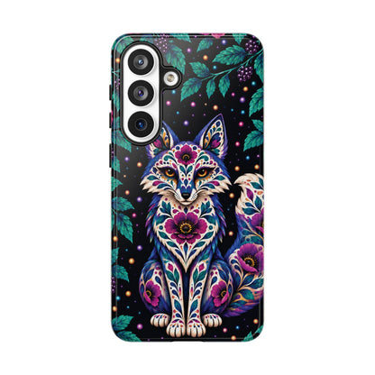 Vibrant Purple and Teal Calavera Fox Phone Case - Multicolor Phone Case - Samsung Galaxy S26 Plus / Glossy
