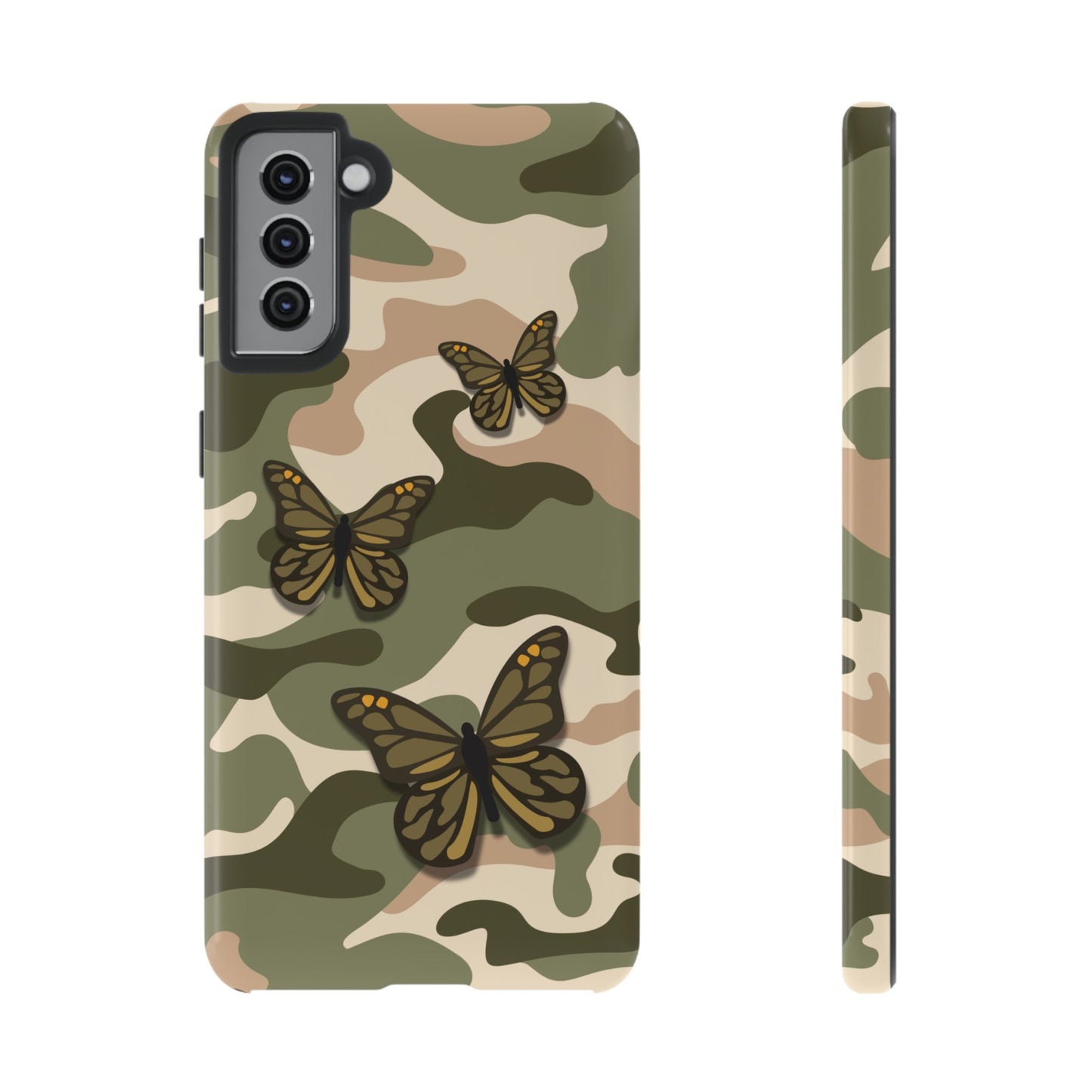 Samsung Galaxy S21 Plus / Glossy Phone Case - Green Butterfly Camo Phone Case