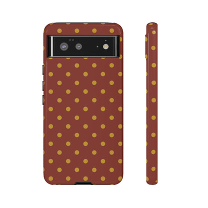 Trendy Brown & Mustard Dot Pattern Phone Case