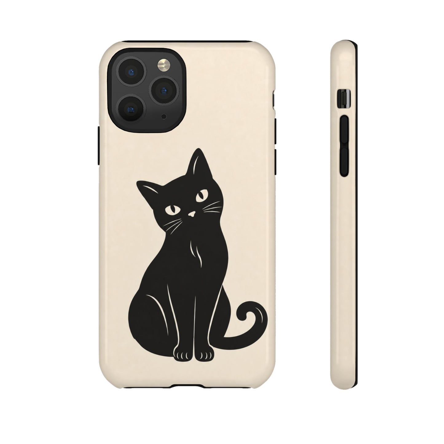Minimalist Cream & Black Cat Phone Case
