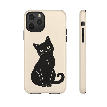 Minimalist Cream & Black Cat Phone Case