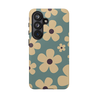 Cute Blue & Cream Daisy Pattern Phone Case - Blue Phone Case - Samsung Galaxy S26 / Glossy