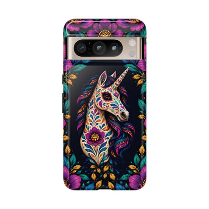 Elegant Purple and Teal Calavera Unicorn Phone Case - Phone Case - Google Pixel 8 Pro / Glossy