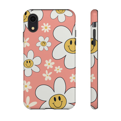 Fun Retro Daisy Pattern with Pink Background Phone Case - Pink Phone Case - iPhone XR / Glossy