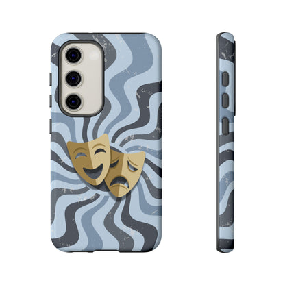 Comedy & Tragedy Masks – Blue Minimal Retro Wave Phone Case - Blue Phone Case - Samsung Galaxy S23 / Glossy