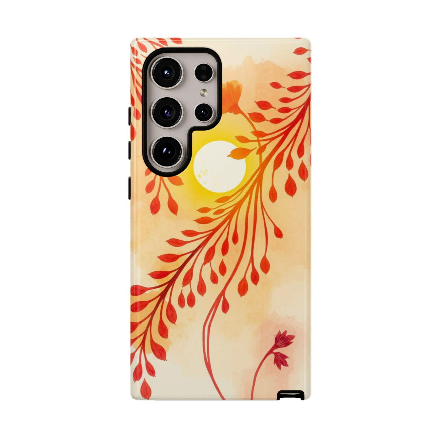 Samsung Galaxy S24 Ultra / Glossy Phone Case - Boho Chic Watercolour Sunset Design Phone Case
