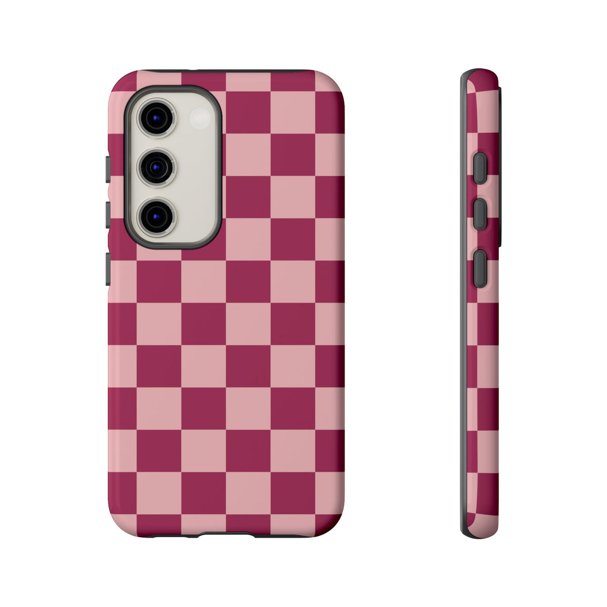 Pink Checked Pattern Phone Case - Pink Phone Case - Samsung Galaxy S23 / Glossy