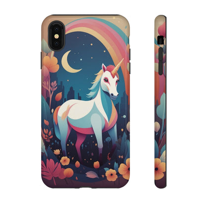 iPhone XS MAX / Glossy Phone Case - Stylised Unicorn & Rainbow Design Phone Case