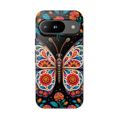 Vibrant Orange and Turquoise Calavera Butterfly Phone Case - Multicolor Phone Case - Google Pixel 9 / Glossy