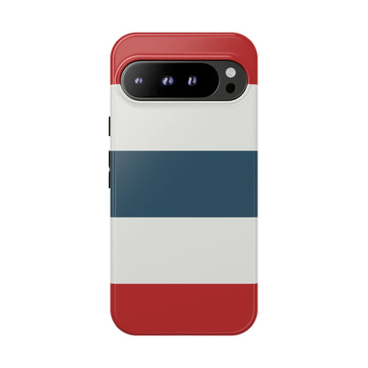 Google Pixel 9 Pro XL / Glossy Phone Case - Red White & Blue Horizontal Stripe Pattern Phone Case