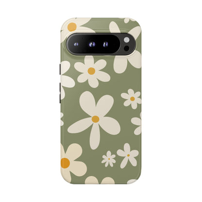 Chic Green Daisy Pattern Phone Case - Green Phone Case - Google Pixel 9 Pro XL / Glossy