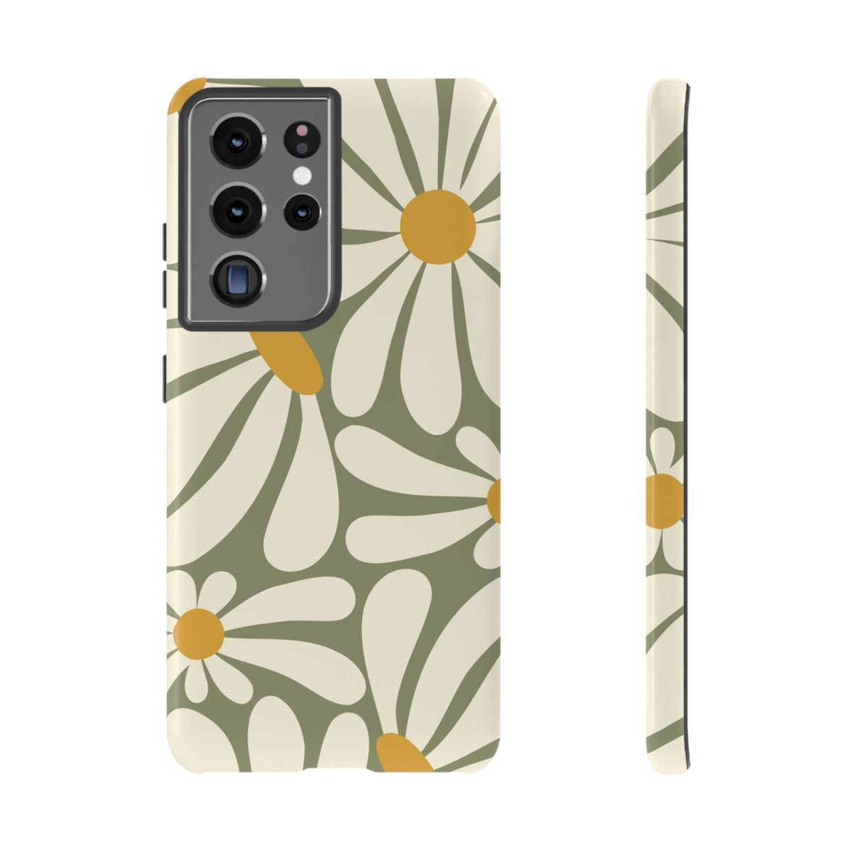 Retro Green Daisy Pattern #1 Phone Case - Green Phone Case - Samsung Galaxy S21 Ultra / Glossy