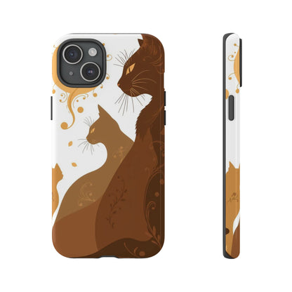 iPhone 15 Plus / Glossy Phone Case - Abstract Cat Pattern Design Phone Case