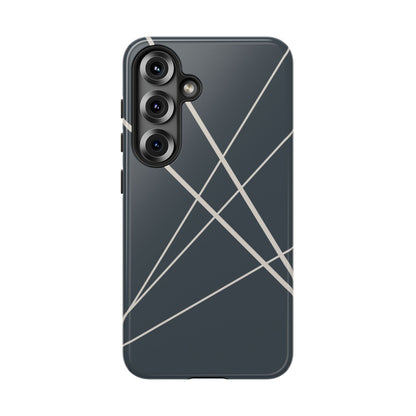 Samsung Galaxy S25 / Glossy Phone Case - Abstract Blue with Beige Lines Phone Case