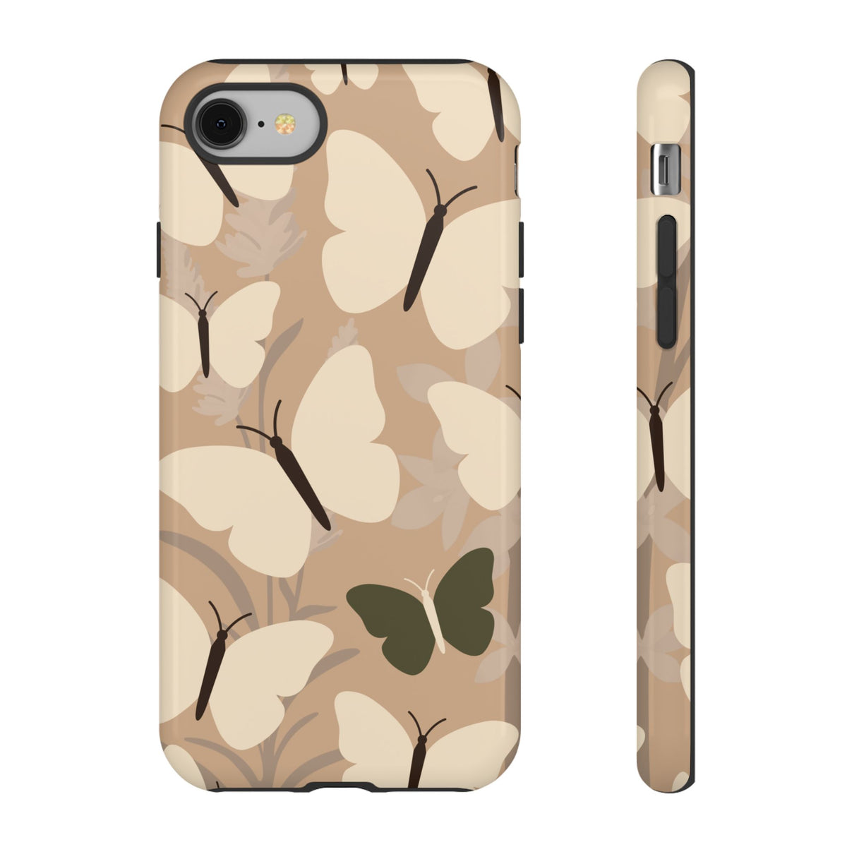 Minimalist Beige Butterfly Pattern Phone Case - Beige Phone Case - iPhone 8 / Glossy