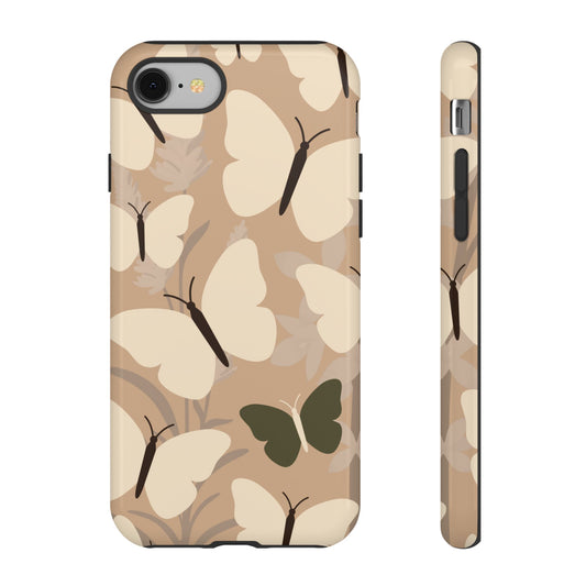 Minimalist Beige Butterfly Pattern Phone Case - Beige Phone Case - iPhone 8 / Glossy