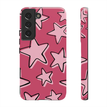 Raspberry Pink Doodle Star Phone Case