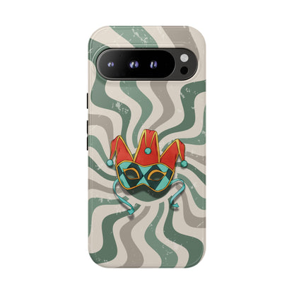 Google Pixel 9 Pro XL / Glossy Phone Case - Venetian Jester Mask – Green Retro Soft Revival Phone Case