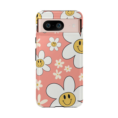 Fun Retro Daisy Pattern with Pink Background Phone Case - Pink Phone Case - Google Pixel 8 / Glossy