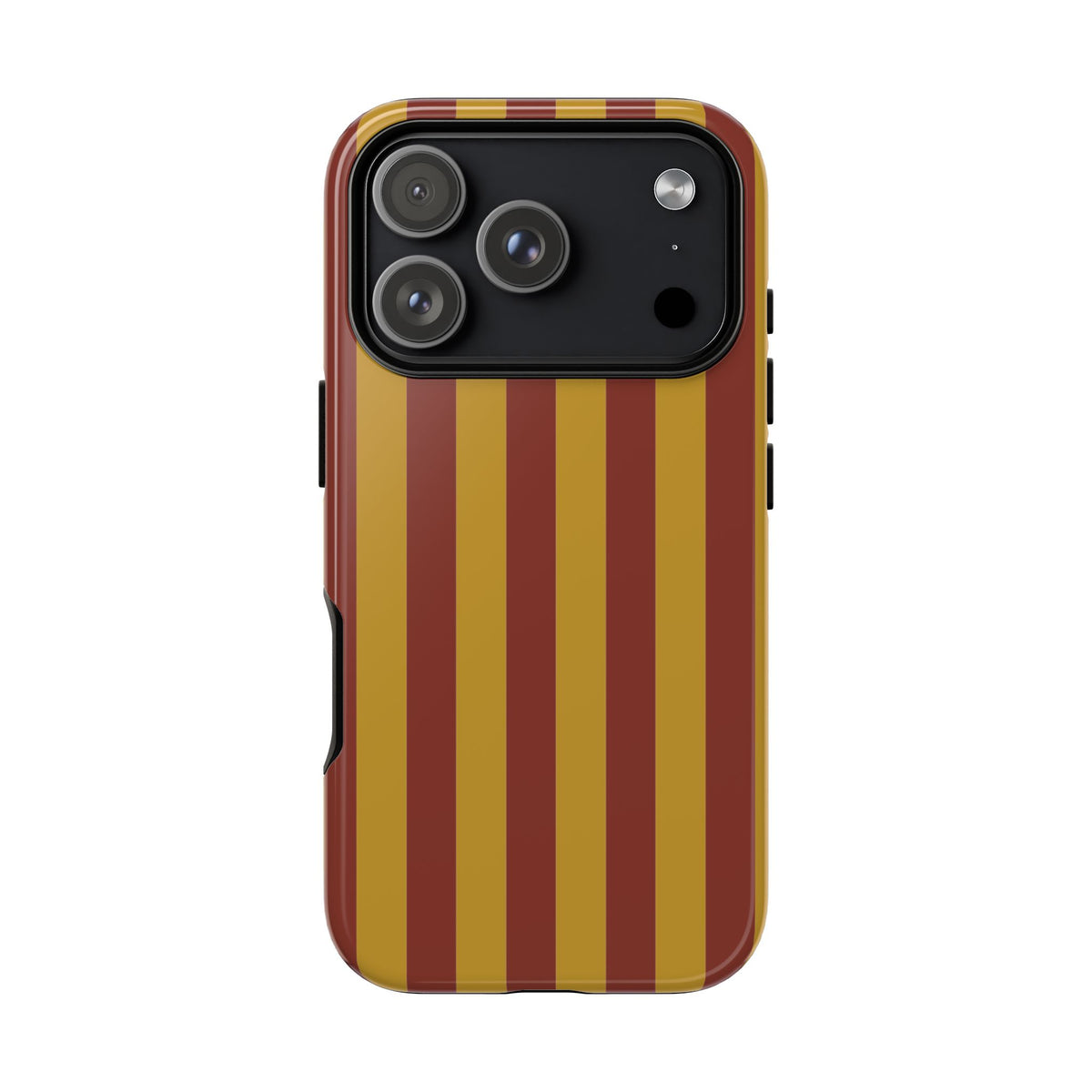 Trendy Mustard & Burgandy Stripe Pattern Phone Case - Brown Phone Case - iPhone 18 Pro / Glossy