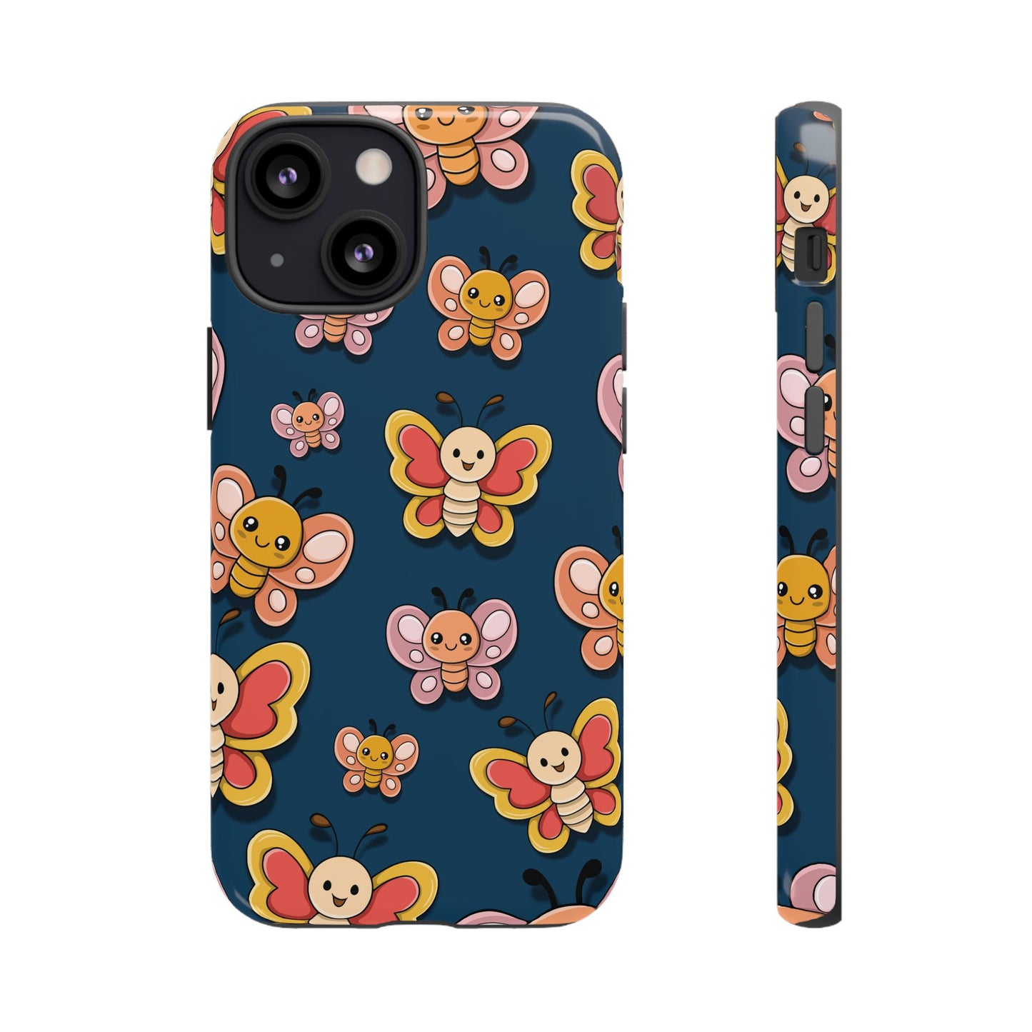 Dark Blue Butterfly Sticker Design Phone Case - Blue Phone Case - iPhone 13 Mini / Glossy