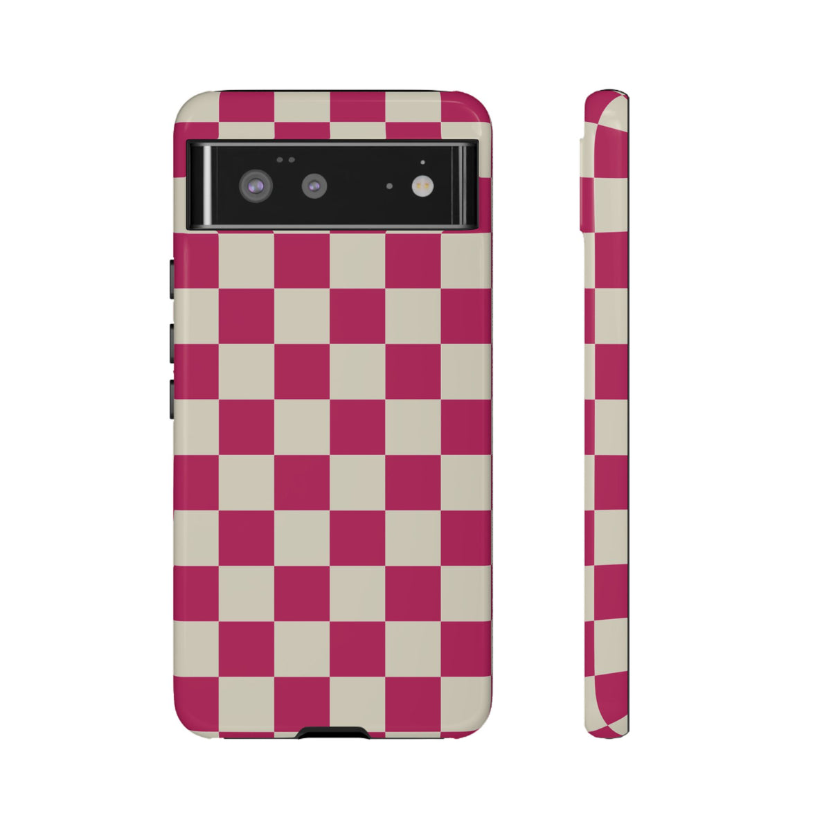 Pink & White Checked Pattern Phone Case - Pink Phone Case - Google Pixel 6 / Glossy