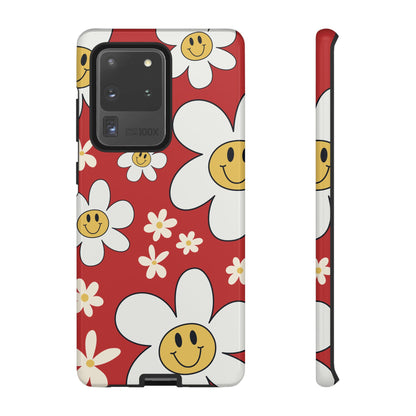 Fun Retro Daisy Pattern with Red Background Phone Case - Red Phone Case - Samsung Galaxy S20 Ultra / Glossy