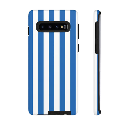 Samsung Galaxy S10 / Glossy Phone Case - Simple Light Blue & White Stripe Pattern Phone Case